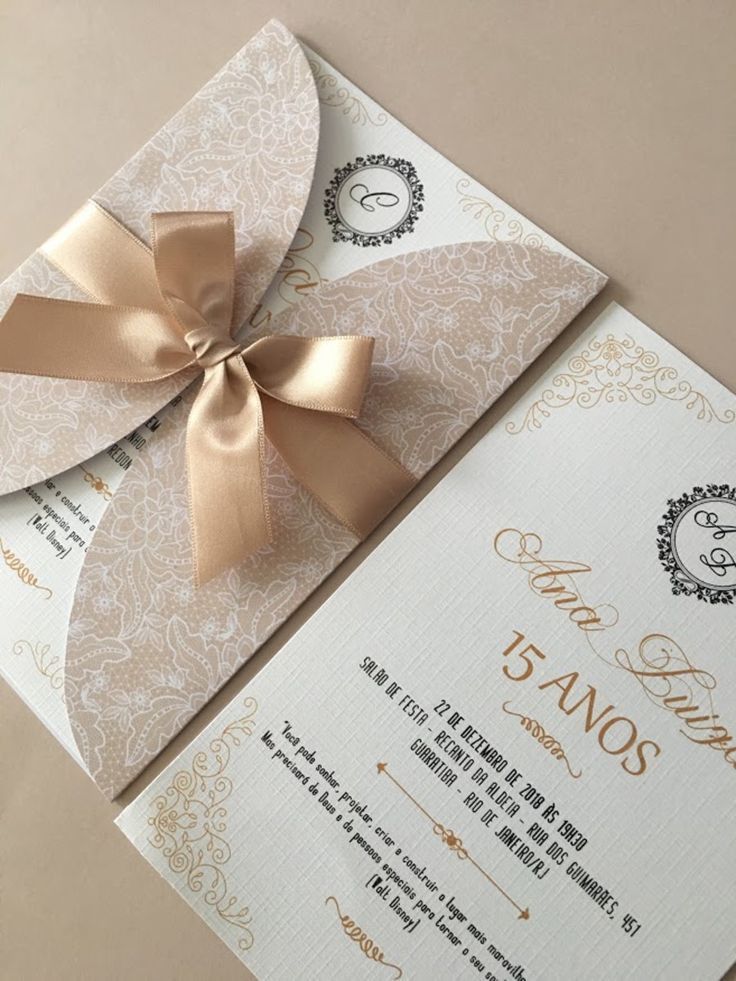 luxury Pocket wedding invitation Card with Matching Ribbon