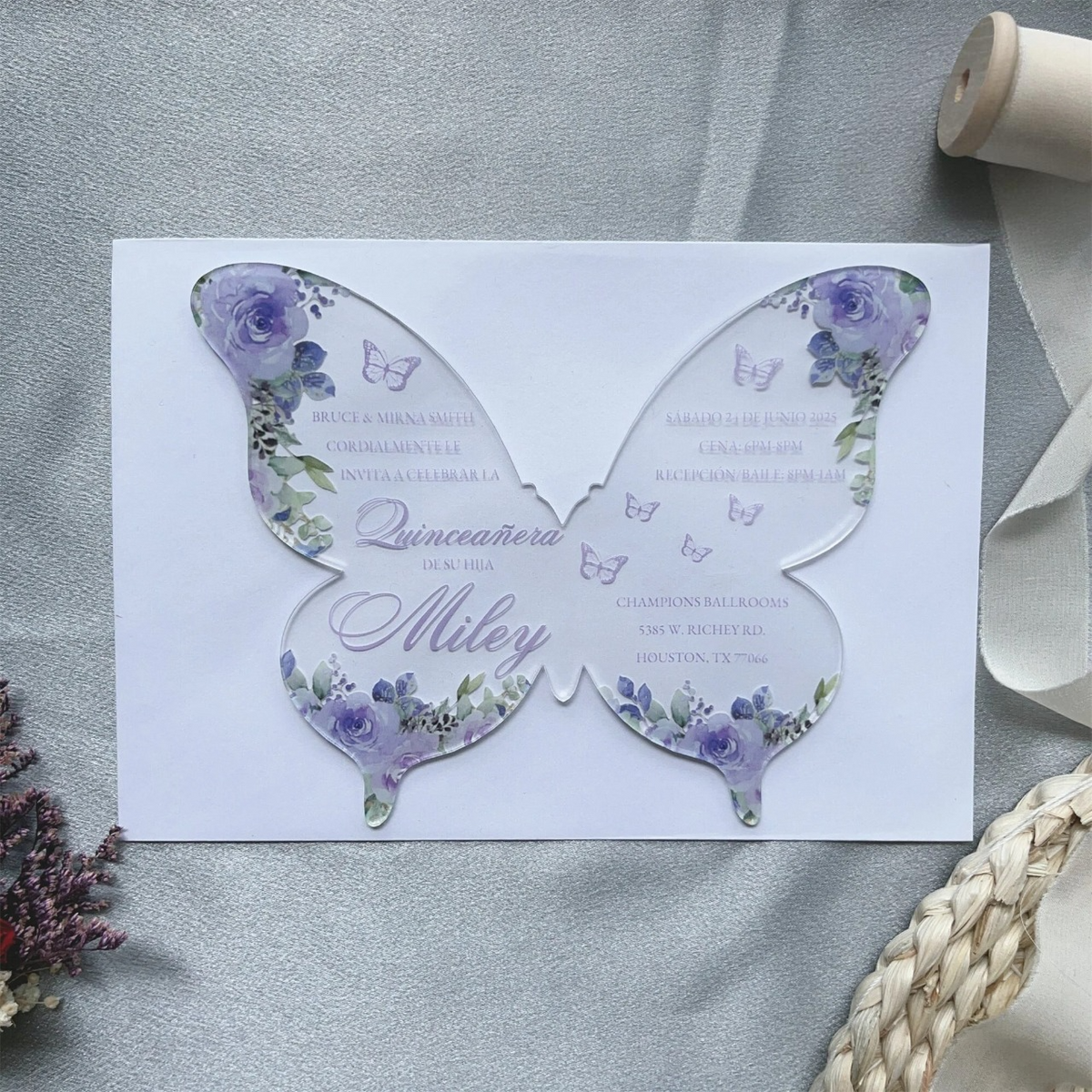 Floral Butterfly Clear Acrylic With UV Print