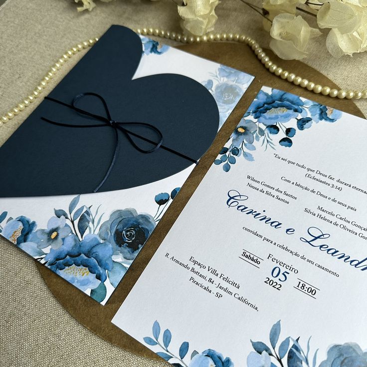 Heart Shape luxury wedding invitation, Luxury Envelop with Ribbon fold